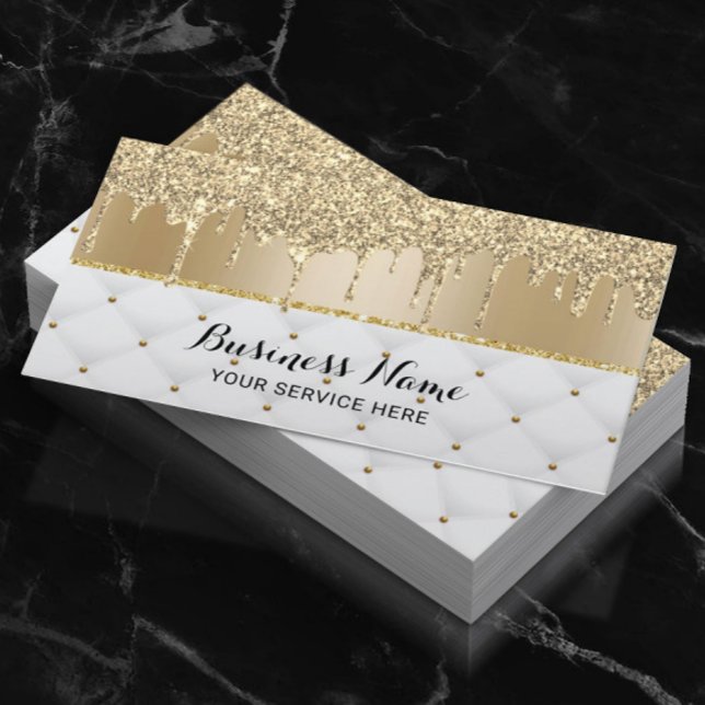 Moderne Gold Glitzer Tropfen Luxus Beauty Salon Visitenkarte (Von Creator hochgeladen)