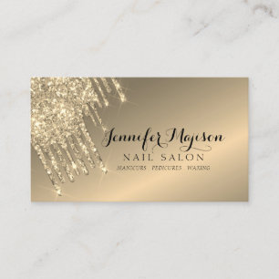 Moderne Gold Glitzer Tropfen Nail Salon Visitenkarte