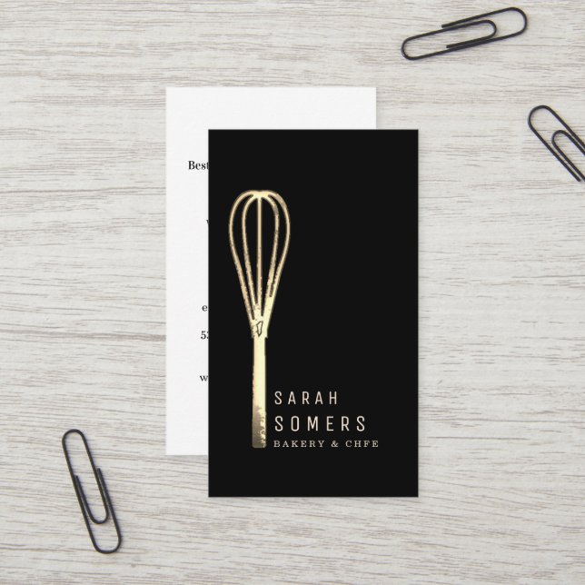 Moderne Gold Glitzer Whisky Bakery Business Card Visitenkarte (Vorderseite/Rückseite Beispiel)