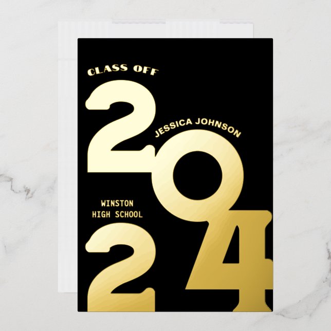 MODERNE GOLD GRAD PARTY FOIL INVITATION (Enveloppe)