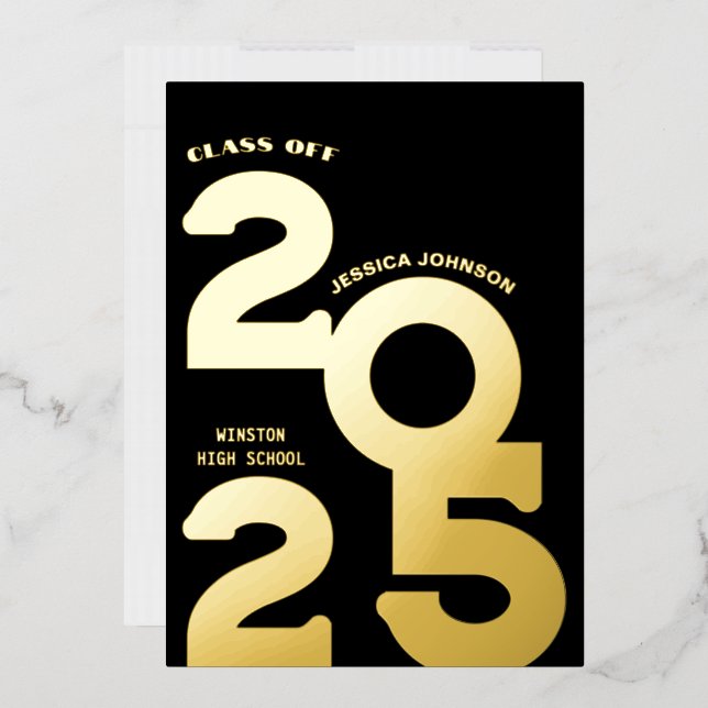 MODERNE GOLD GRAD PARTY FOIL INVITATION FOLIENEINLADUNG (Briefumschlag)