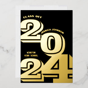 MODERNE GOLD GRAD PARTY FOIL INVITATION FOLIENEINLADUNG