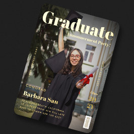 Moderne Gold Graduate Magazine Graduate Party Folieneinladung
