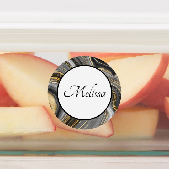 Moderne Gold & Gray Agate Geode Etiketten (Befestigt)