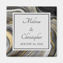 Moderne Gold & Gray Agate Geode Mineral Wedding Magnet