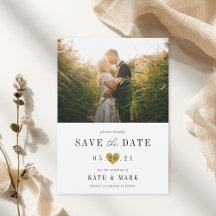 Moderne Gold-Herz-Foto-Hochzeit