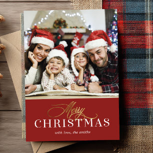 Moderne Gold Imitats Fox Foto Holiday Card Einladung