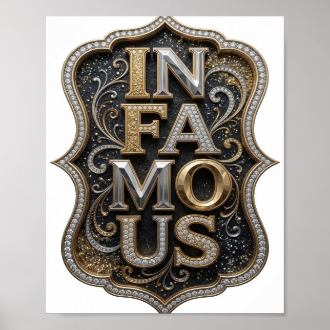 Moderne Gold IN FAMOUS Statement Design Poster (Vorne)