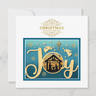 Moderne Gold "JOY" Krippe Weihnachten Silhouette