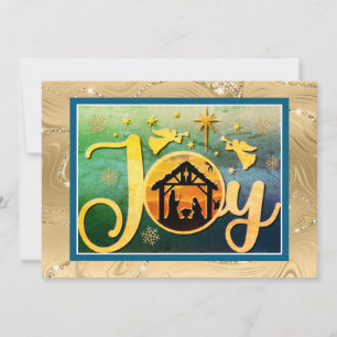 Moderne Gold "JOY" Krippe Weihnachten Silhouette
