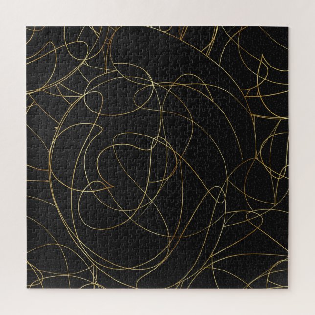 Moderne Gold Line Art Gray Dots Abstraktes Design (Vertikal)