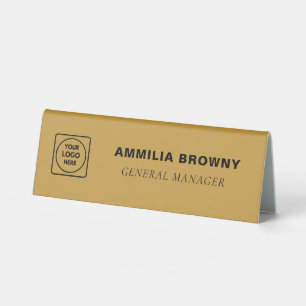 Moderne Gold-Logo-Name-Tag-Pro-Tischständer Tischaufsteller