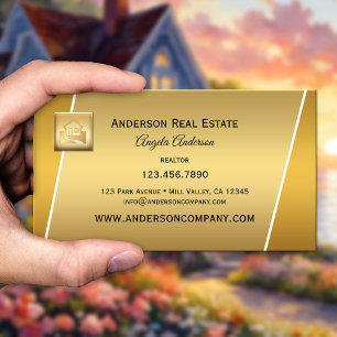 Moderne Gold-Logo-Profi-Makler-Visitenkarte Visitenkarte