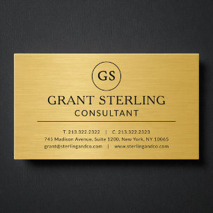 Moderne Gold-Metall-Berater-Luxus-Monogramm Visitenkarte