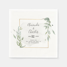 Moderne Gold & Mint-Green Foliage Serviette