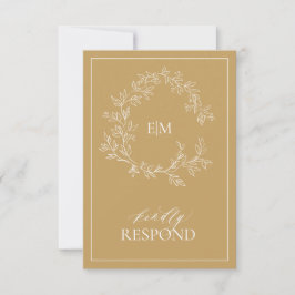 Moderne Gold Monogram Wedding RSVP Card