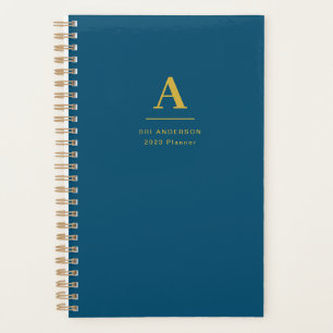 Moderne Gold-Monogramm Indigo Blau Pro Business Planer