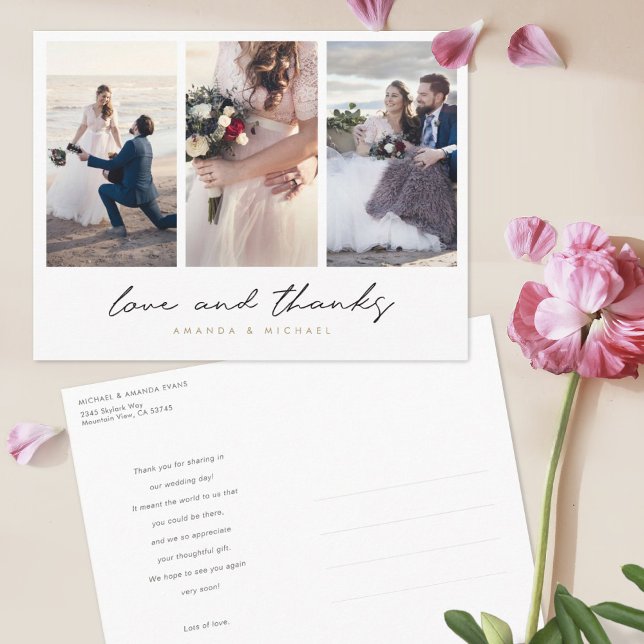 Moderne Gold Multi Foto Collage Hochzeit Vielen Da Postkarte (Von Creator hochgeladen)