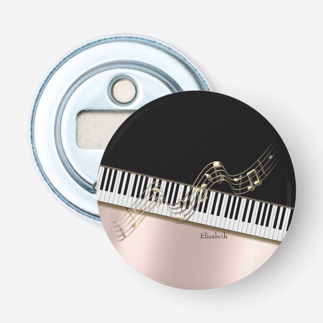 Moderne Gold Musiknoten, Piano Keys Rose Gold Flaschenöffner (Vorderseite)