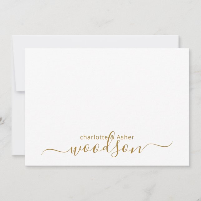 Moderne Gold Name Monogram Note Card Mitteilungskarte (Vorderseite)