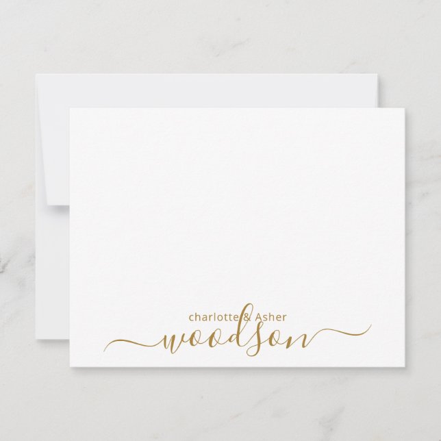 Moderne Gold Name Monogram Note Card Mitteilungskarte (Vorderseite)