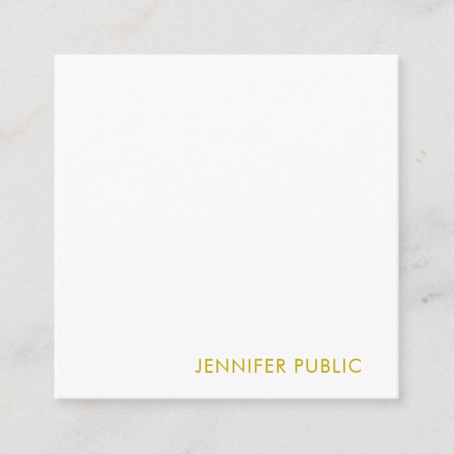 Moderne Gold Name Text Template Elegant Golden Quadratische Visitenkarte (Vorderseite)