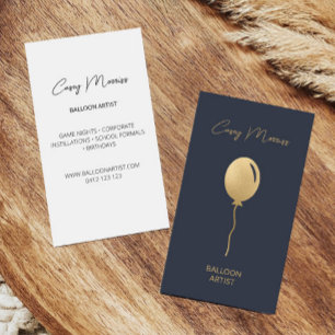 Moderne Gold Navy Balloon Artist   Veranstaltungsp Visitenkarte