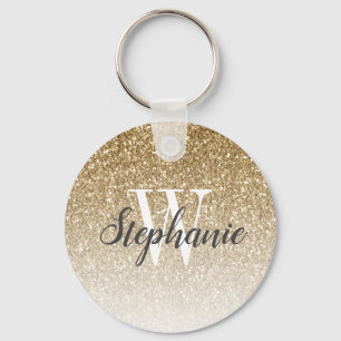 Moderne Gold-Ombre-Kunst-Glitter-Monogramm Schlüsselanhänger