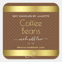 Moderne Gold Packing Labels Brown Coffee Boans