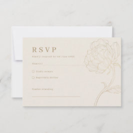 Moderne Gold-Pfingstrosen-Linienkunst-Hochzeitsein RSVP Karte
