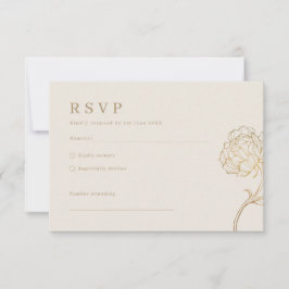 Moderne Gold-Pfingstrosen-Linienkunst-Hochzeitsein RSVP Karte