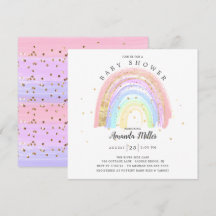 Moderne Gold Pink Rainbow Baby Dusche