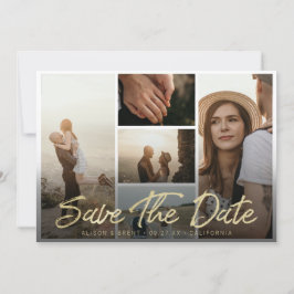 Moderne Gold Pinselschrift Typografie mit Bildern Save The Date