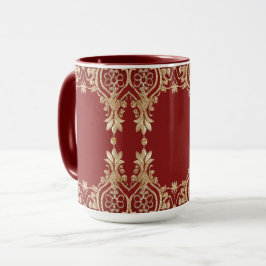 Moderne Gold Red Floral Tasse