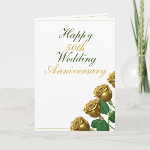 Moderne Gold Rose 50. Hochzeitstag Karte