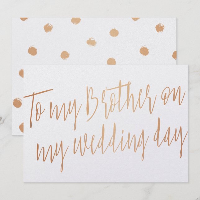 Moderne Gold-Rose "Für meinen Bruder am Hochzeitst Einladung (Vorne/Hinten)