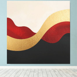 Moderne Gold-Rot-Schwarze Welle  Leinwanddruck