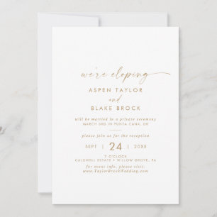 Moderne Gold-Schrift Elopement-Empfangs-Einladung Einladung