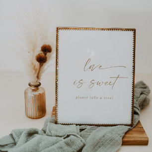 Moderne Gold-Schrift Liebe ist süße Hochzeitstafel Poster