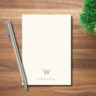 Moderne Gold-Schrift-Monogramm aus Elfenbein Post-it Klebezettel
