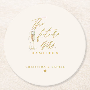 Moderne Gold-Schrift-Typografie-Hochzeit Runder Pappuntersetzer