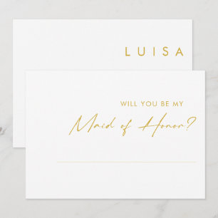Moderne Gold Schriftart Trauzeugin Einladung