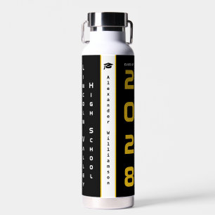 Moderne Gold-Schwarz-Abschlussfeier Trinkflasche