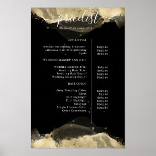 Moderne Gold-Schwarz-Aquarell-Preisliste Poster