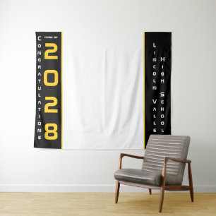 Moderne Gold-Schwarze Abschlussfeier Wandteppich