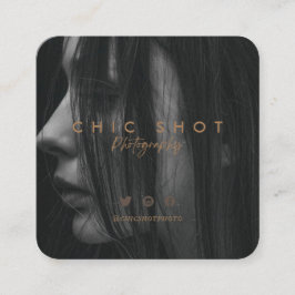 Moderne Gold Script Fotografie Typografie Quadratische Visitenkarte