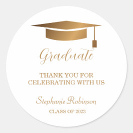 Moderne Gold Script Graduate Vielen Dank Runder Aufkleber
