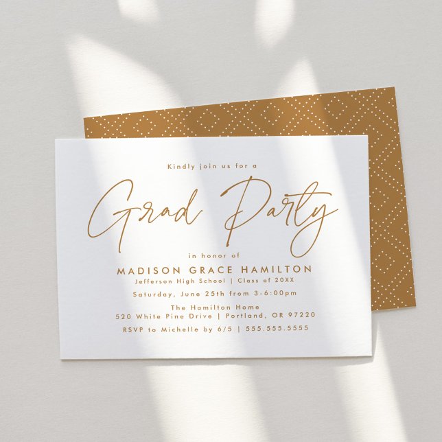 Moderne Gold Script Graduation Party Einladung (Von Creator hochgeladen)
