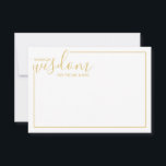 Moderne Gold Script Hochzeitsberatung und Wunschka Hinweiskarte<br><div class="desc">Fügen Sie Ihrer Hochzeit eine persönliche Touch mit einem modernen Skript Hochzeitsratschlag und Wunschkarte hinzu. Diese Ratenkarte enthält den Titel 'Worte der Weisheit' mit Details in Goldskripten und sans serif Schriftart Stil mit goldenem Rahmen auf weißem Hintergrund. Ideal für Hochzeiten, Babydusche, Geburtstagsparty, Brautparty, Junggeselinnen-Abschied und alle besondere Anlässe. Bitte beachten...</div>