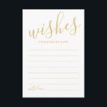 Moderne Gold Script Hochzeitsberatung und Wunschka Hinweiskarte<br><div class="desc">Fügen Sie Ihrer Hochzeit eine persönliche Touch mit einem modernen Skript Hochzeitsratschlag und Wunschkarte hinzu. Diese Ratenkarte enthält den Titel im modernen, goldfarbenen Kalligraphie-Schriftart-Stil und die Details im modernen Sans Serif-Schriftart-Stil auf weißem Hintergrund. Ideal für Hochzeiten, Babydusche, Geburtstagsparty, Brautparty, Junggeselinnen-Abschied und alle besondere Anlässe. Bitte beachten Sie: Die Details der...</div>